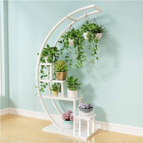 pflanzenständer, blumenstand, blumenstander Blumenregal pflanzenhocker pflanzentopf blumentopf hoch indoor holz seule Garten Blumentreppen Pflanzentreppe Ablagen deko gold metall weiß schwar