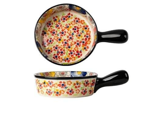 Pirofila Stoviglie in ceramica for uso domestico di grande capacità Ciotola for noodle Ciotola for zuppa Insalatiera Retro Piatto da forno resistente alle alte temperature a doppio orecchio Pirofila i