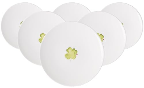 Villeroy & Boch With Love Frühstücksteller Good Luck 6er Set, 21x21x2,5 cm, Kleiner Teller für Kuchen, Salat und Desserts, Premium Porzellan, Spülmaschinen- & Mikrowellengeeignet