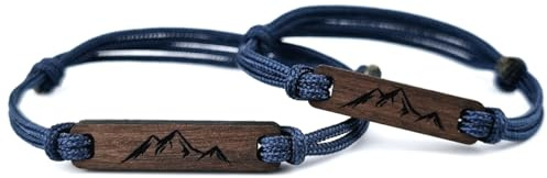 Edelholz-Armband mit Berggravur, Paracord Armband: Rückseite personalisierbar & Made in Germany