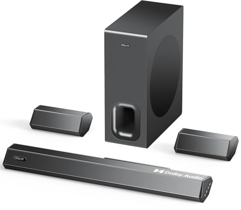 5.1 Dolby Audio Sound Bar for 4K & Smart TV, Surround Sound System for TV, Home Theater Sound Bar with Wireless Subwoofer, 2 Surround Speakers, 12-Level Adjustable Bass and Treble, HDMI ARC Soundbar