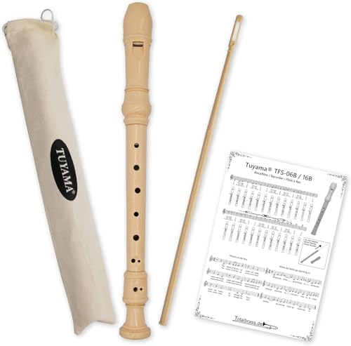 20 Tuyama® TFS-06B Sopranblockflöte - Barocke Griffweise - inkl. Grifftabelle und Notenbeispielen - Sopran-Blockflöte Sopranblockflöte (20er Pack)