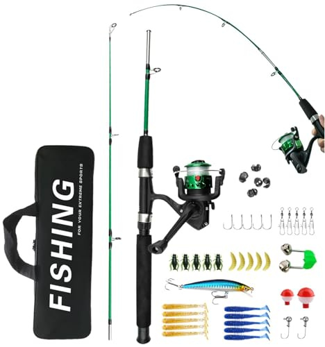 Canna da pesca per bambini, set di canne da pesca portatili per bambini - Combinazioni di canna da pesca e mulinello pieghevoli,Canna da pesca per il compleanno, Natale, Capodanno, anniversario