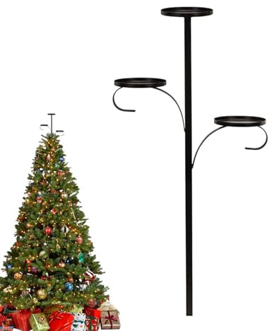 Puntale per albero triplo | Portacandele Toppers albero di Natale | Portacandele portacandele in metallo estetico | Vassoio natalizio Portacandele Topper per albero per decorazioni domestiche