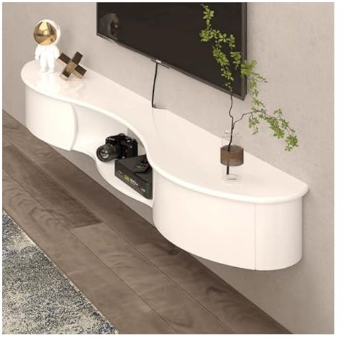 TV Schrank Hängend Moderner schwebender TV-Ständer, 67''/74'' wandmontiertes Entertainment-Center mit Schubladen und offenem Ablagefach for TV, Medienkonsolenschrank for Wohnzimmer und Schlafzimmer TV