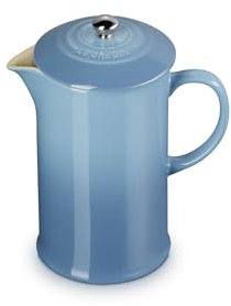 LE CREUSET Cafetière avec Piston en Inox, 1 L, Céramique, Chambray, 60706084340003