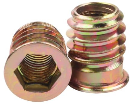 TXXATX 100 Piezas Insertos Roscados M4x10mm Tuercas para Madera con Llaves Allen para Paneles Compuestos de Madera Contrachapada de Pino Muebles