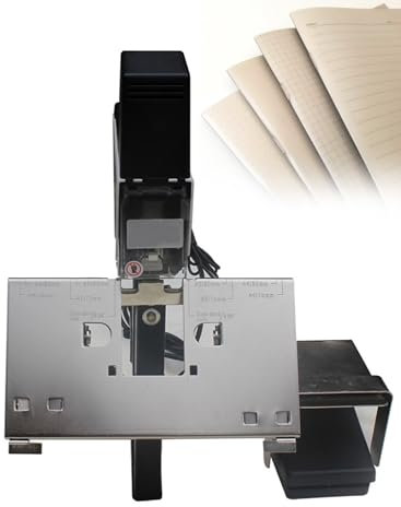 Grapadora eléctrica automática de sillín, Grapadora de Libros de Alta Resistencia con Pedal, Capacidad de 2 a 30 Hojas, Grosor Ajustable de 100 mm
