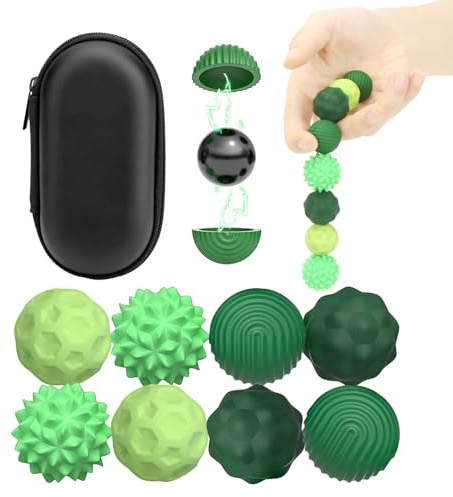 8 Stück Magnetische Fidget Toys, Anti Stress Spielzeug Magnetkugeln, Stress Bälle mit Silikonhülle, Stressball Sensorik Spielzeug Sensory Toy (Grün)