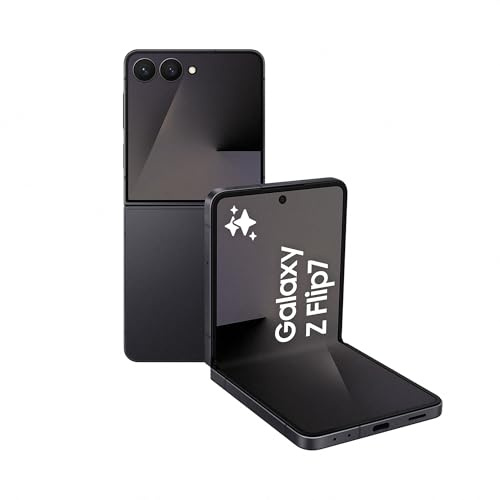 Samsung Galaxy Z Flip7 AI Phone, Thin & Light Foldable Design, Large Cover Screen, 50MP Camera, 256GB Storage, 12GB Memory, 4300mAh Battery, Jetblack, 3 Year Extended Warranty (UK Version)