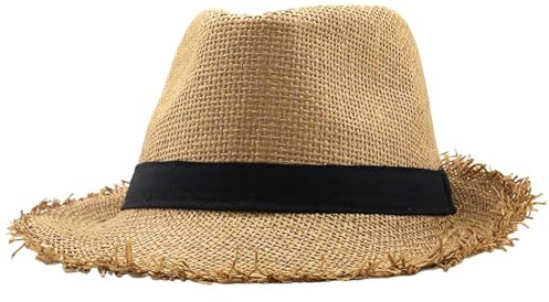 Cowboyhut für Herren und Damen, Sommer, Strand, Country, Western, Strohhut, Damen, Herren, Sonne, UV-Schutz, Mützen, Fedora und Trilby, faltbar, Hut, Westernhauben, Panama, Sommer, leicht, #01-khaki