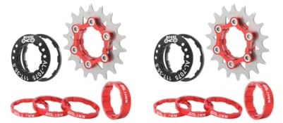 HKWFKAWA 2 set Single Speed Cassette Spacers Freewheel Sprocket Adapter Bicycle Red