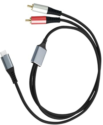 WATERBELINE Cavo audio, da USB tipo C a 2 RCA stereo, cavo splitter a Y, in lega di alluminio, intrecciato per smartphone e altoparlanti