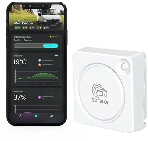 sonsor - Mobile Alarmanlage mit LTE, GPS-Ortung & kostenloser App für Wohnmobile, Vans, Garagen, Gärten oder Werkstätten (weiß)