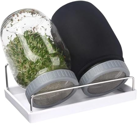YPREWY Set di germogli impilabili in vetro con base ventilata e manicotto ombreggiante, adatto per erba medica, fagioli verdi, set di germinazione per vasi da giardinaggio indoor