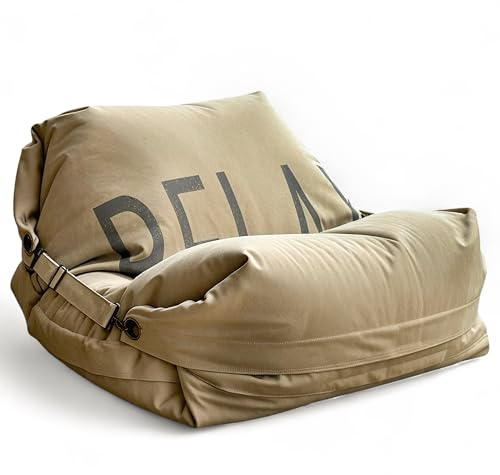 Aiire Fauteuil Pouf XXL de Luxe - [180x140] Moderne Pouffe Géant avec Rembourrage en Coton Premium - Adulte ou Ado - Gros Bean Bag Chair Interieur pour Salon ou Chambre Relax Beige