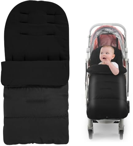 Fußsack Kinderwagen Winter, Afenau Fußsack Buggy Winter mit Reißverschluss für alle Kinderwagen (Schwarz)