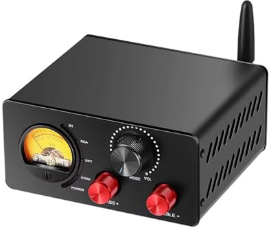 LeTkingok Amplificateur Stéréo Bluetooth 5.1 D175 TPA3251, Amplificateur Audio Hi-Fi avec Optique/Coaxial Entrée et Affichage VU Mètre