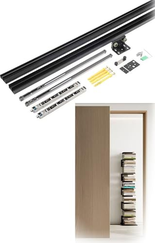 Hidden Door Hardware, Ghost Door Hardware Two-Way Buffer Trackless Invisible Track Bedroom Partition Sliding Door Hanging Slide(3.9ft/120cm)