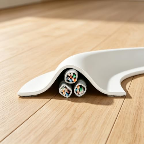Cache-câbles flexible auto-adhésif pour protéger les câbles sur les murs, les sols, les appartements, les bureaux et les garages, blanc, 3 m