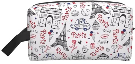 Romantique Violet Lavande Imprimer Sac de Rangement - Élégant Voyage Cosmétique Maquillage Organisateur Pochette Multi-Usages, tour eiffel, Taille unique