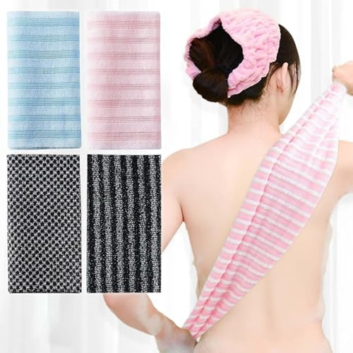 Serviette de douche exfoliante exfoliant naturel en bambou et fibre de charbon, exfoliation douce pour le corps (D)