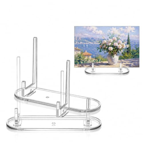 VALICLUD Transparent Plate Stand Display Stands 2Pcs Small Clear Acrylic Easels for Plates Photos Books Table Top Display Home Decor