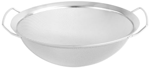 BETOOKY Colador de Malla de Acero Inoxidable Doble Asa, Filtro de Malla Fina Diámetro 28,5 Cm, Colador Chino Multifuncional para Arroz, Verduras y Cocina Doméstica