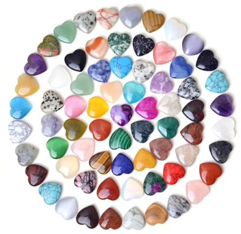 Cristales a granel, rocas en forma de corazón de 35 piezas, cristales a granel de piedras preciosas naturales para manualidades de bricolaje, color aleatorio, 0, 79 × 0, 79 ×, 24 pulgadas