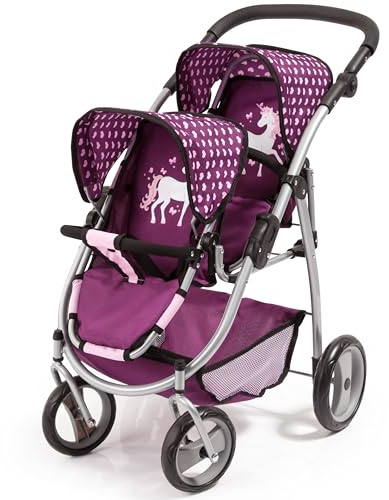Bayer Design- Carrito Doble para muñecas, Rosa, Ciruela, Color Pink, Purple (26537AA) niños