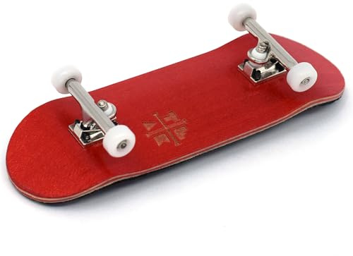 Teak Tuning 32mm Pro Fingerboard Complete - Fully Assembled with Pro Level Components - Pro Shaped Wooden Deck (32x97mm), UltraSpin Bearing Wheels, Prodigy Gen2 Trucks - The Crimson Classic