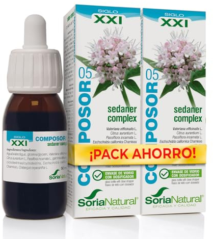 Soria Natural - COMPOSOR 05 - SEDANER COMPLEX S. XXI - Complemento alimenticio - Ayuda al descanso y relajación - 50 ml – Valeriana - Azahar - Pasiflora (PACK2)