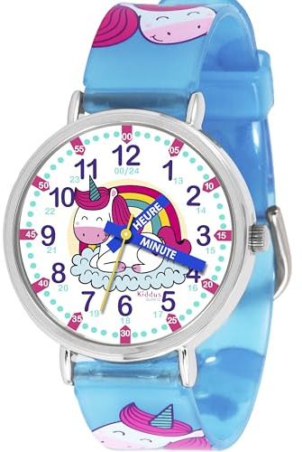 Kiddus Orologio Educativo per Bambino e Bambina dai 5 ai 10 Anni, Orologio Analogico Didattico per Imparare l'Ora, Movimento Giapponese