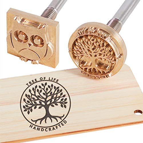 OLYCRAFT Custom Holz Leder Branding Eisen Custom Branding Eisen Stempel BBQ Heat Stamp Mit Messingkopf Holzgriff Für Holzbearbeitung & Handgefertigtes Design -30mm/ 40mm/ 50mm/ 60mm