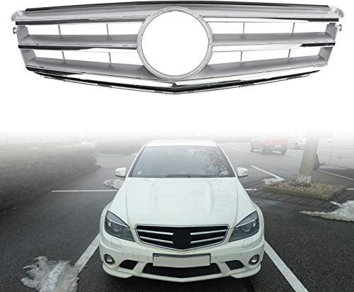 Artudatech Auto Kühlergrill Chrome Front Stoßstange Kühlergrill Passend für Benz C Class W204 W/Emblem C300 C350 2008-2014