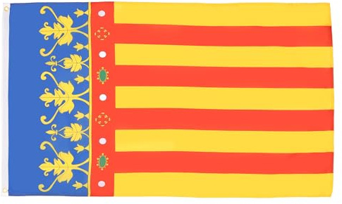 AZ FLAG Bandera Comunidad Valenciana 90x60 cm Poliéster 100D 2 Ojales | Uso interior y exterior Enseña costuras dobles y bordes reforzados con ojales metálicos