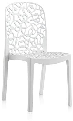 PEGANE Lot de 6 chaises de Jardin empilables en résine Coloris Blanc - Longueur 47 x Profondeur 50 x Hauteur 87 cm