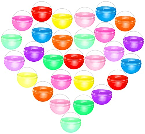 TUANTUAN 100 Pcs 1.1Inch Colored Plastic Capsules Half Clear Half Color Round Ball Empty Clear Colored Round Capsules Plastic Containers Surprise for Kids Party Favor Prize.