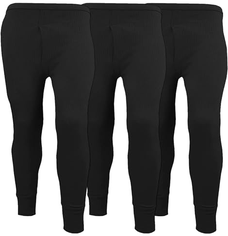 Förpackning med 3 termiska underkläder för män. Long Johns baslager är extremt het, borstad inuti, ultramjuka byxor, leggings byxor., Svart, XXL