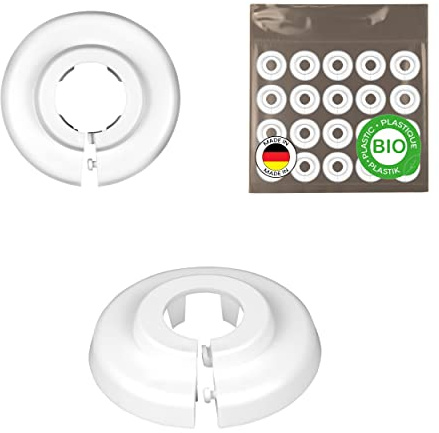 FUX BIO NEU 20 Stück Bio Einzel Heizungsrohr Rosette - heizungsrohr | Das weiße Polyethylen (PE) ist zu 89% biobasiert, 20 Stück Bio Kunststoff Einzelrosetten