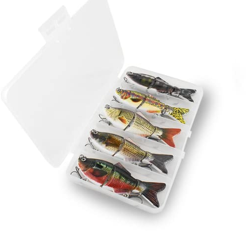 ODS Wobbler Kunstköder Set 3-Gelenkartige Langsam Sinkende Angelköder zum Angeln auf Zander Hecht Forellen (5pcs-01)