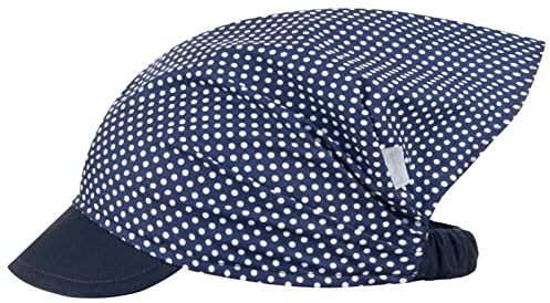 Smarilla Schirmmütze Mädchenmütze Sommermütze Kopftuch Baumwolle Punkte, Farbe: Dunkelblau, Größe: L (50/52)