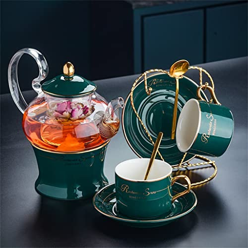 tè pomeridiano Inglese Set da tè Set di teiera di Fiori di tè alla Frutta bollita nordica Candela Che riscalda Tazza da tè in Ceramica (A Come Mostra)