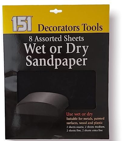 8 Assorted Wet and Dry Sandpaper sheets for metal wood plaster paint-Decorating fine medium waterproof Sandpapers for Wood Furniture-Metal Sanding and Automotive Polishing.(Pack of 1)