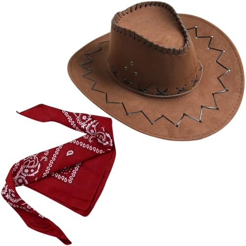 Western Cowboyhut Bandanna, Cowboy Party Hats Bandannas Pack Western Cowboy Hut Für Halloween Cosplay Kostüm Kostüm Party Accessoires