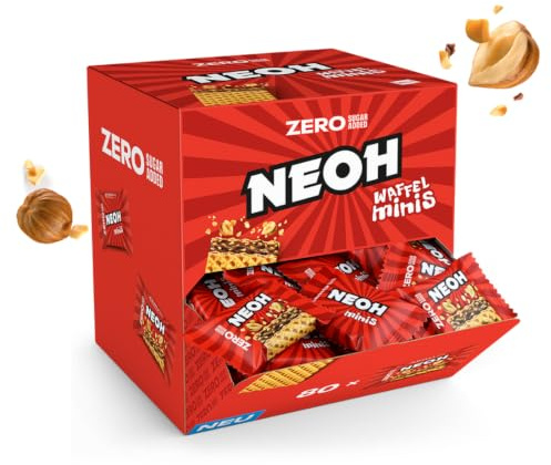 NEOH Haselnuss Schoko-Knusperwaffeln, ohne Zuckerzusatz, Low Carb Minis, 80er Pack