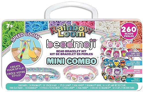 Rainbow Loom Beadmoji Mini Combo - DIY Bracelet Kit with 1800 Rubber Bands | Design 260 Beadmoji Beads Including Icon and Message Themes; Includes Speed Loom and Easy Instructions for Ages 7+