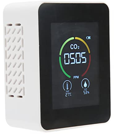 Topyond Co2 Messgerät,Großbild-Kohlendioxid-Detektor,Halbleitersensor, Luftqualitätsüberwachung,Temperatur- Und Luftfeuchtigkeitsprüfung,CO2-Anzeige Für Zuhause,Für Sicherheit Und Gesundheit(Weiß)