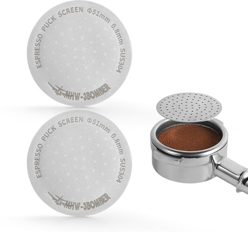 MHW-3BOMBER 51mm Puck Screen, Espresso Metal Coffee Filter Reusable Espresso Filters for 51mm Portafilter Basket 0.8mm Thickness Model: FG7008S-OS