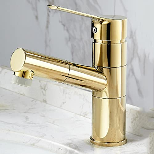 GaRcan Badezimmer-Waschtischarmatur mit herausziehbarer Brause, Einhand-Waschtischarmaturen, Mischbatterie, Badezimmerarmatur, Wasserhähne für Badezimmerwaschbecken aus Messing,
